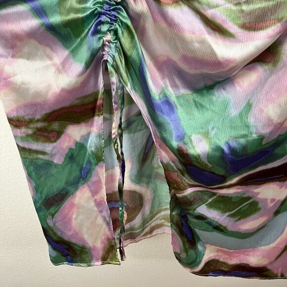 Future Collective Pastel Marble Ruched Skirt Size 22 Satin Mermaid Beach Boho - Picture 4 of 9